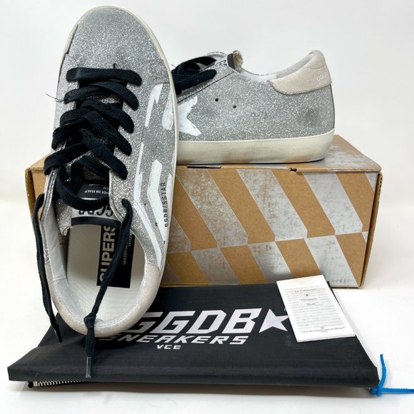 Golden Goose Sneakers Superstar Glitter Flag Suede Size 37 US 7 - Picture 7 of 9